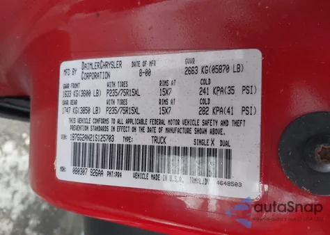 2001 Dodge Dakota Slt/Sport z USA, uszkodzony, nr VIN 1B7GG2AN21S125703